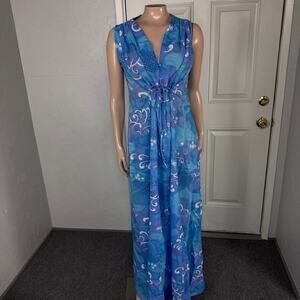 Vintage 70s Sun Fashions Hawaii Women's Dress 12 Maxi Polyester Floral E30